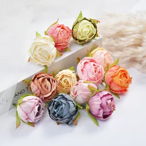 Artificial flower heads for DIY home wedding decor, multi-color decorative fake roses.