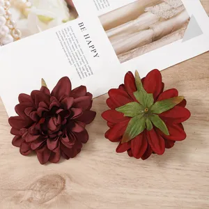 Künstliche Dahlien Blumen dunkelrot Seide DIY Handwerk Heimdekoration Innendekoration Requisiten