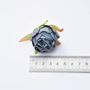 Artificial blue flower head DIY craft decor wedding floral arrangement material accessory 1pc
