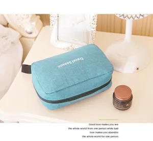 Waterdichte Reistoilettas Grote Capaciteit Draagbare Make-up Cosmetische Tas Unisex Blauw