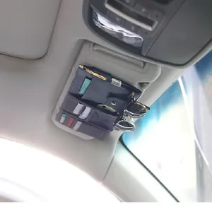 Organizador de visera de coche bolsillo de almacenamiento multifuncional soporte gafas clip bolígrafo