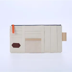 Organizador de visera solar para coche beige tela oxford con bolsillos múltiples para CD.