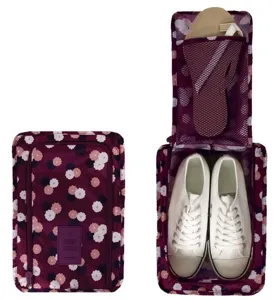 Borsa da scarpe da viaggio organizzatore portatile impermeabile doppio strato custodia rossa floreale