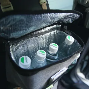 Car seat organizer with thermal insulation, multi-pocket back seat storage bag for travel.