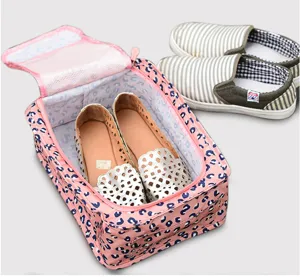 Borsa da scarpe da viaggio portatile con rete traspirante e stampa leopardata, custodia.