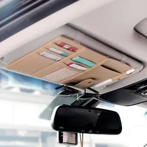 Organizador de parasol para coche con soporte para tarjetas y gafas de almacenamiento