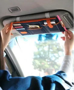Organizador de parasol para coche bolsa de almacenamiento interior multiusos con bolsillos y red
