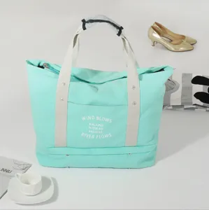 Muntgroene Canvas Reizen Tote Tas Grote Capaciteit Fitness Sport Opbergtas Multifunctioneel