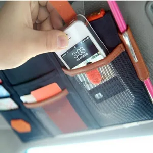 Bolsa organizador parasol de coche multifuncional con bolsillos de malla para tarjetas
