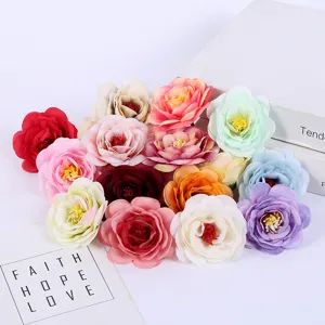 Artificial rose flower heads colorful silk roses for home decor wedding party photography props