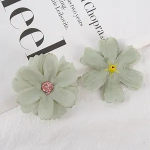 Artificial fabric flowers light green DIY multi-layer silk flower heads for crafts decor