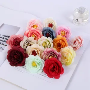 Artificial rose flower heads, colorful fake flowers for home decoration, wedding and photo props.