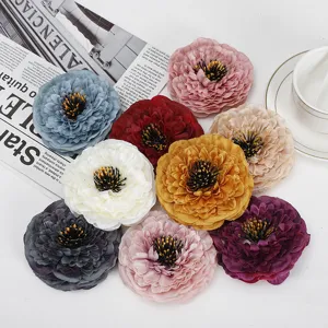 Artificial chrysanthemum silk flowers detail, multi-color flower heads for home decor.