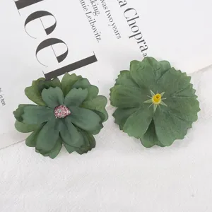 Green artificial flower heads multi-layer silk flowers for DIY wedding party floral decor.