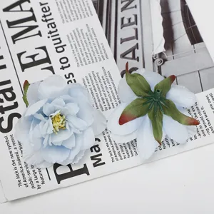 Kunstmatig blauw lotus bloemhoofd zijde DIY ambacht geschenkdoos decoratie rekwisiet
