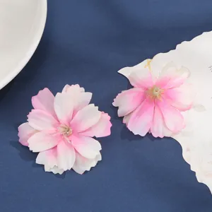 Artificial silk flower heads, DIY multi-layer pink blossom for wedding decor crafts.