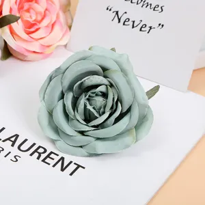 Künstlicher Seidenrosenblütenkopf für DIY Hochzeitsblumenwand und Fotografie Requisiten grau