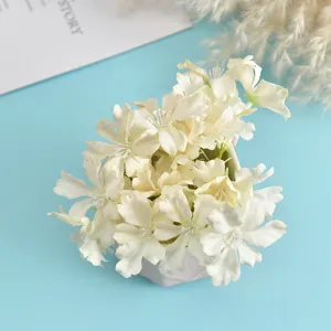 Artificial hydrangea flower heads white silk fake flowers for DIY wedding party photo decor