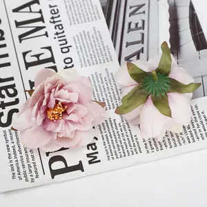 Kunstmatige lotusbloem koppen roze zijde bloemen DIY ambacht geschenkdoos decoratie rekwisieten