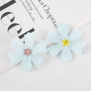 Artificial light blue flower heads craft DIY silk flowers for wedding party decor.