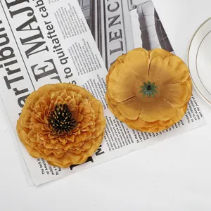 Artificial Chrysanthemum Silk Flowers Home Decor Desktop Ornament Yellow Flower 2pcs