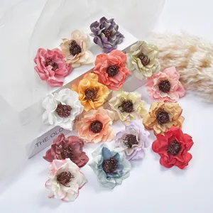 European vintage artificial peony flower heads faux silk camellia for home wedding decor