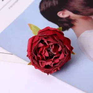 Artificial rose flower head silk fake flowers for home wedding decor photography props