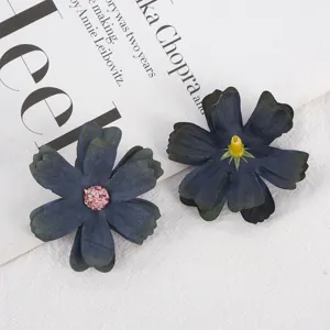 Artificial dark blue silk flower heads for DIY crafts, weddings, and party floral decor.