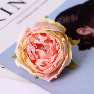Artificial rose flower head silk floral for home decor wedding party photography props decor