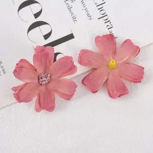 Artificial silk flower heads pink six-petal DIY craft wedding decoration floral props