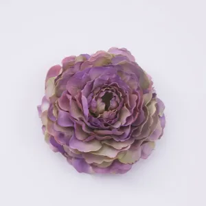 Handmade fabric peony flower hair accessory satin chiffon burned edge floral decor for hat