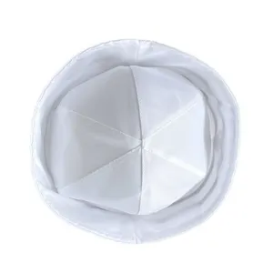 Detailed top view showing the neat multi-panel interior stitching of this solid white sailor hat.