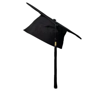 Classic black graduation cap with tassel for university degree ceremony and academic celebrations.