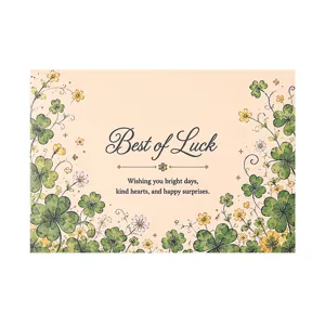 Vintage botanical greeting card with clover and floral design for special notes and wishes.