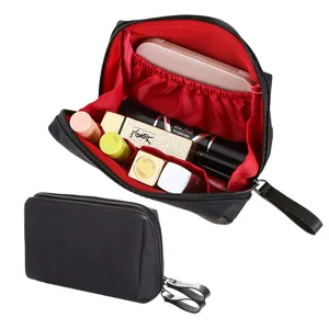 Trousse de Maquillage Portable en Nylon Pochette Cosmétique de Voyage Organisateur de Articles de Toilette Fermeture Éclair Sac à Main pour Femmes