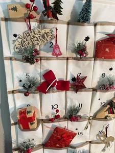 Calendario dell'Avvento Natale 24 tasche organizer appeso borsa portaoggetti da parete