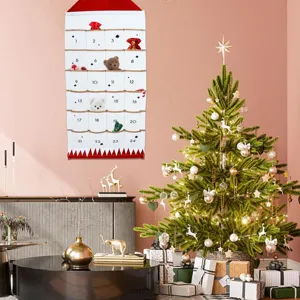 Calendario dell'avvento di Natale borsa di stoccaggio appendere con 24 tasche decorative.