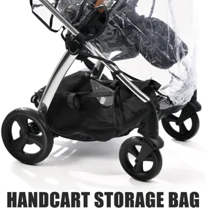 Universal baby stroller bottom storage bag black mesh hanging basket for pushchair organizers