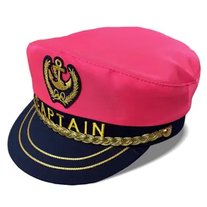 Gorra de Capitán de Poliéster Unisex Sombrero de Marinero Marina Disfraz Militar Bordado de Ancla Accesorios de Fiesta