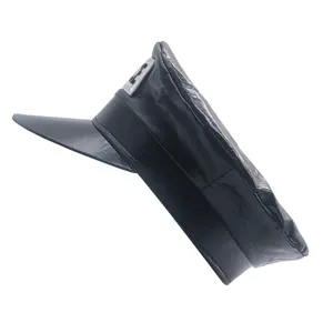 Black PU leather police hat for anime cosplay, cool costume accessory for comic conventions.