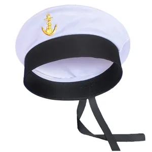 Gorro Docker de Poliéster Minimalista Tapa de Marinero Con Cinta y Diseño de Ancla Gorro de Fiesta de Vacaciones de Playa Unisex