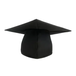 Detailed view of black graduation cap mortarboard for academic ceremony and celebration event.