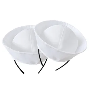 Close-up detail of white mini sailor hat headband, perfect for pet party costume props.
