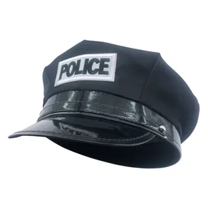 Casquette de police noire costume cosplay uniforme casquette octogonale pour adulte fête