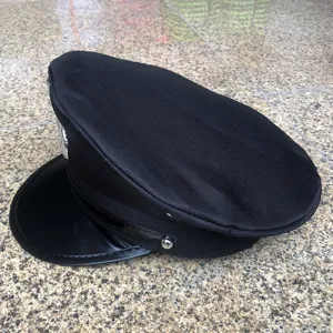 Gorra de policía negra disfraz visera uniforme sombrero para fiesta juego de rol