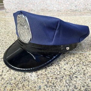 Blue police officer hat costume hat cosplay party dress up cap with badge accessory