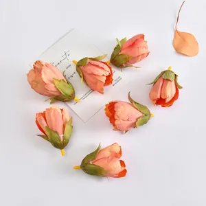 Artificial tulip flower heads fabric floral accessories for wedding DIY decor craft hair items detail