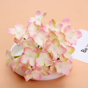 Artificial silk hydrangea flower heads for DIY crafts and wedding decoration close up detail view