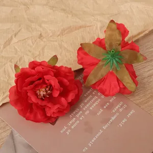 Artificial silk peony flower heads for wedding wall decoration and DIY craft props. Detail view.