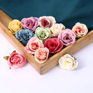 Artificial rose flower heads for photography props and wedding decoration, multicolor silk flowers.